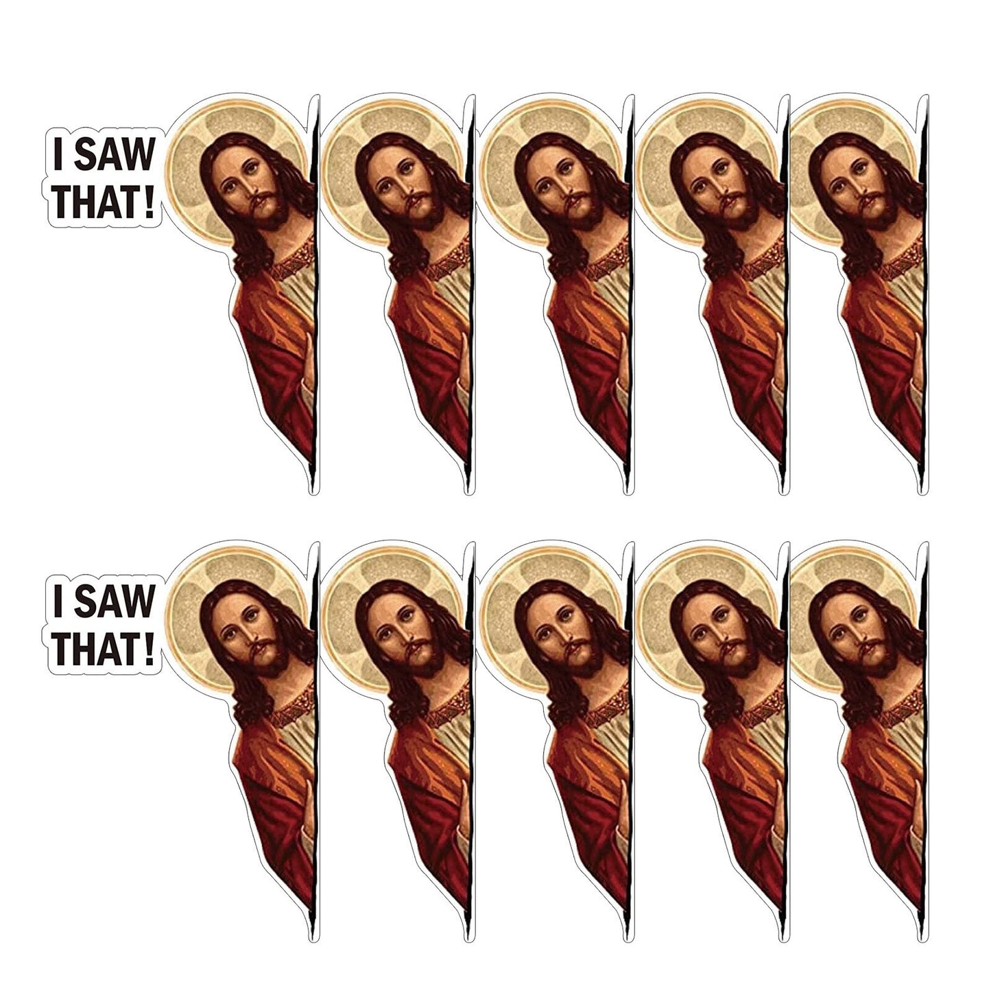 10pcs Car Sticker Jesus I Saw That Vinyl Decal Sticker Waterproof Faith Stickers for Laptops Water Bottles Christian Gift