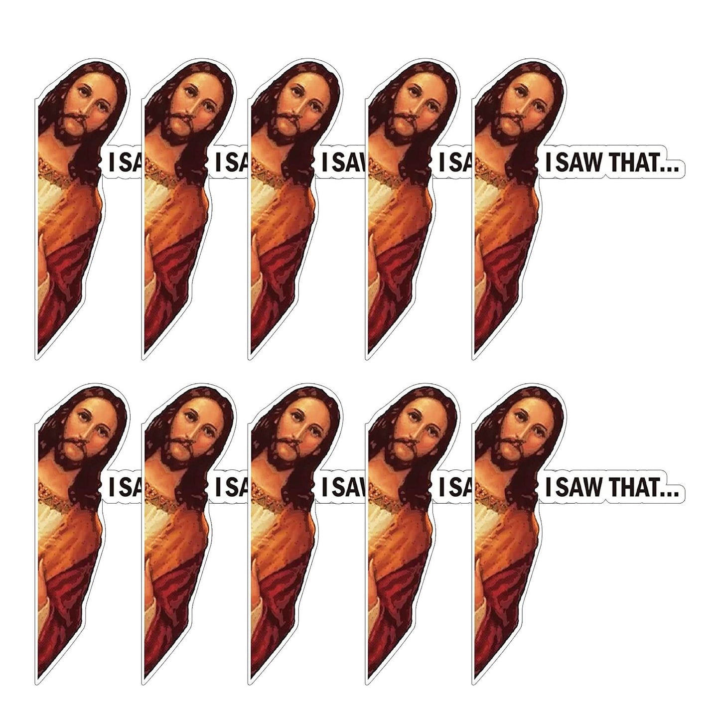 10pcs Car Sticker Jesus I Saw That Vinyl Decal Sticker Waterproof Faith Stickers for Laptops Water Bottles Christian Gift