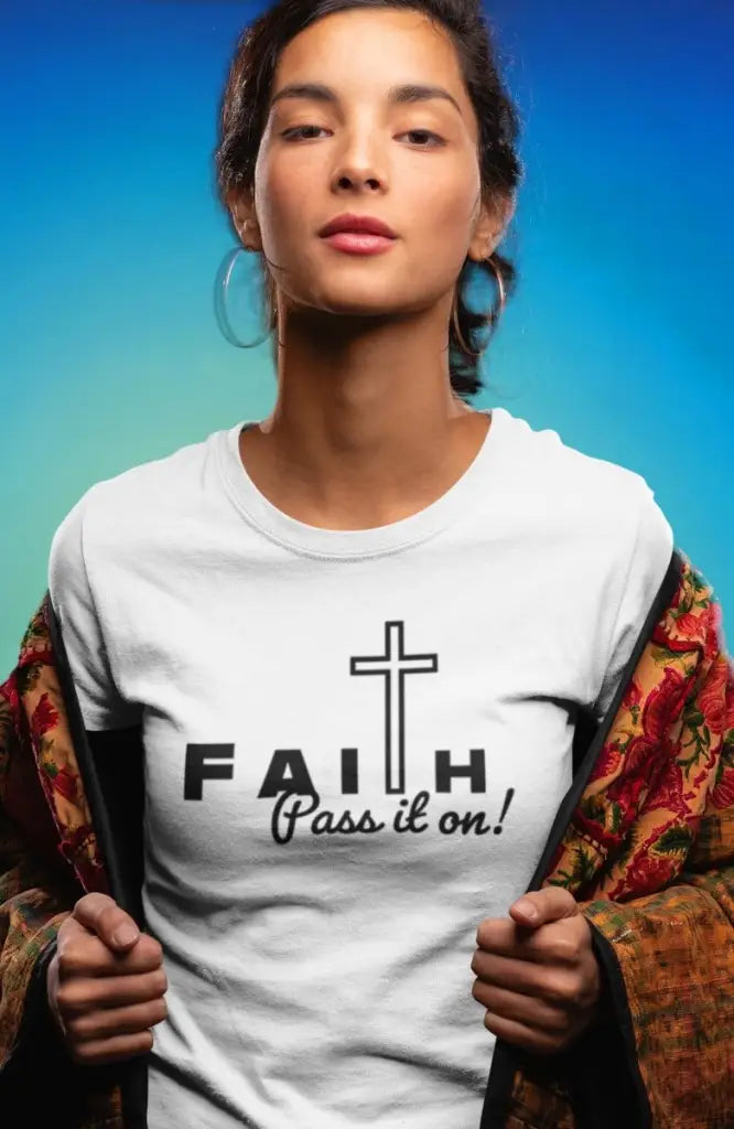 Christian Unisex Classic T-Shirt | Faith Pass It On Printed Tee Shirt | Short-Sleeve T-Shirt | Unisex Cotton Tee