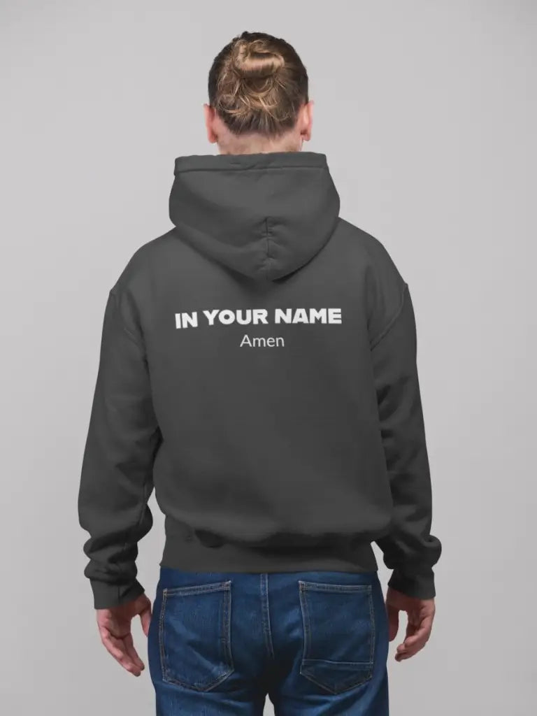 Unisex Medium Blend Christian Hoodie | In Your Name Amen Graphic Hoodie | Streetwear Hoodie | Long-Sleeve Aesthetic Hoodie