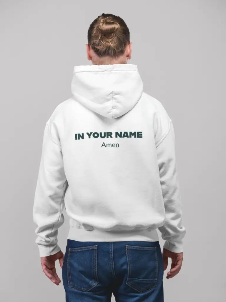 Unisex Medium Blend Christian Hoodie | In Your Name Amen Graphic Hoodie | Streetwear Hoodie | Long-Sleeve Aesthetic Hoodie