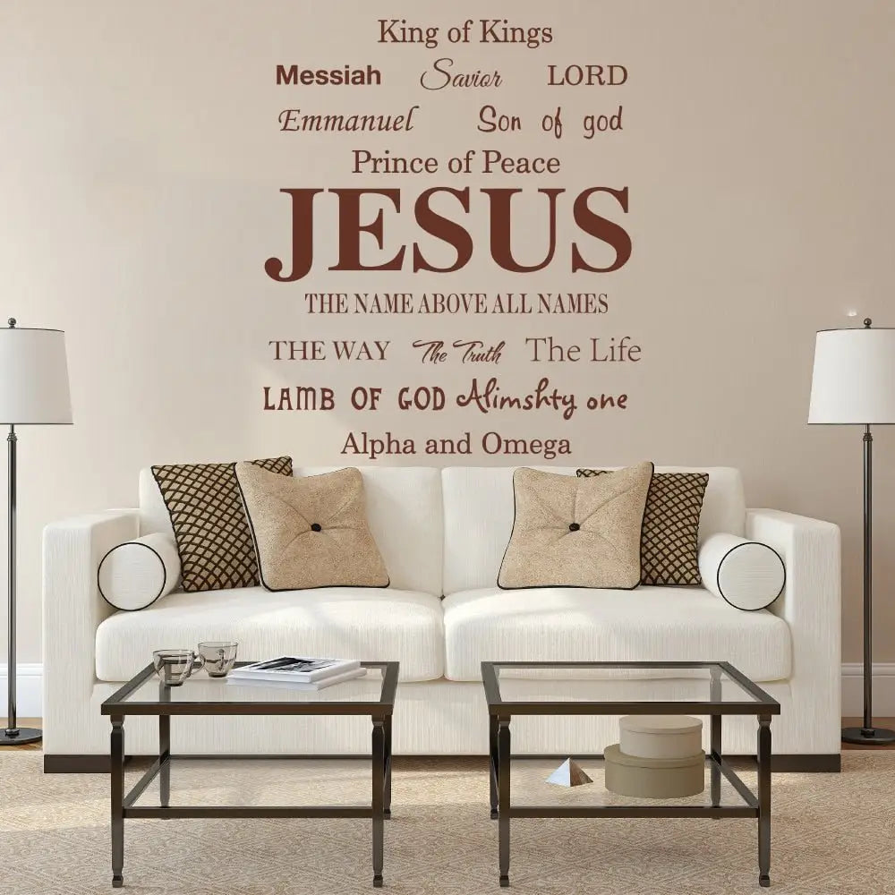 Jesus Name God Messiah Words Wall Sticker Bedroom Living Room Jesus Lord Religion Lettering Wall Decal Kitchen Vinyl Decor