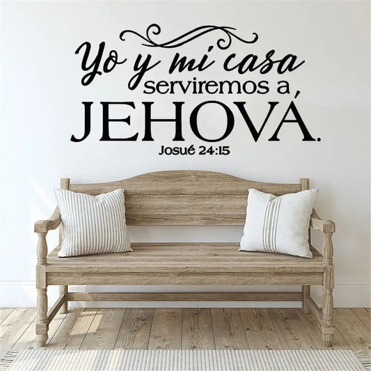 Josue 24:15 Bible Verses Vinyl Wall Stickers Spanish Written Spanish Christian Family Wall Stickers Wallpaper