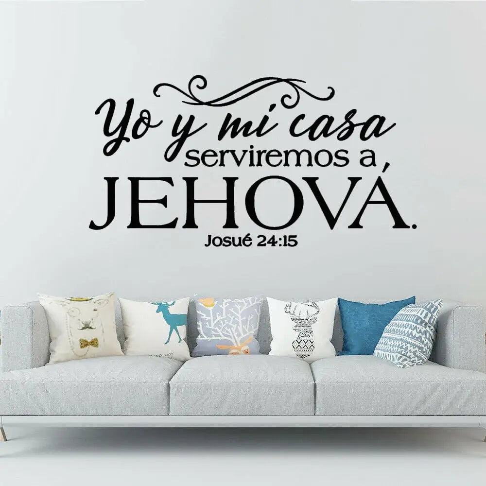 Josue 24:15 Bible Verses Vinyl Wall Stickers Spanish Written Spanish Christian Family Wall Stickers Wallpaper