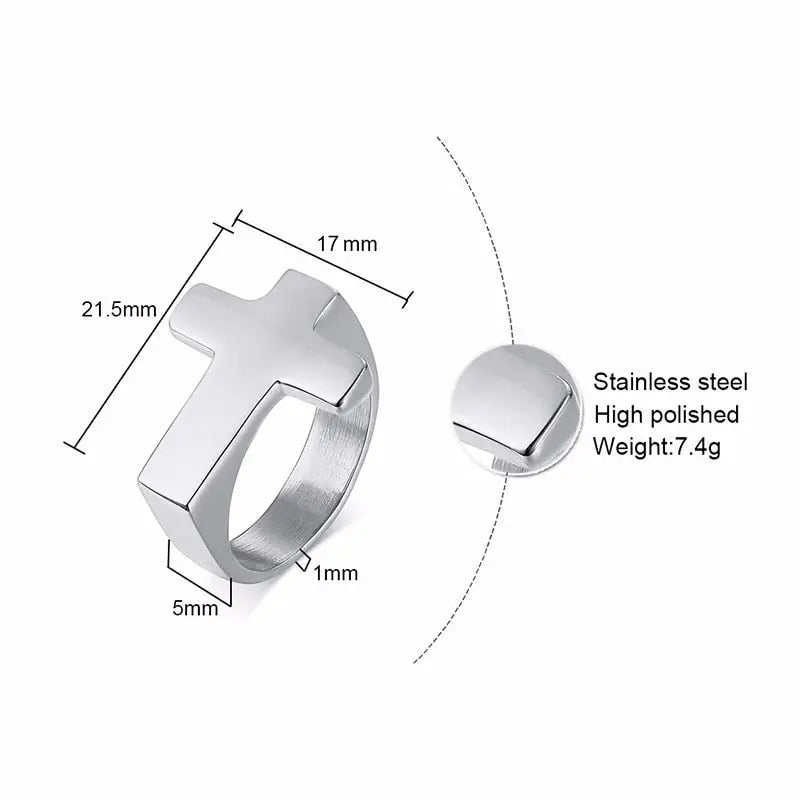 Mens Cross Ring | Hip Pop Jewelry | Ring with Cross | Gift