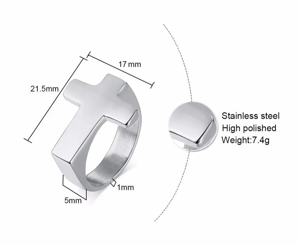 Mens Cross Ring | Hip Pop Jewelry | Ring with Cross | Gift