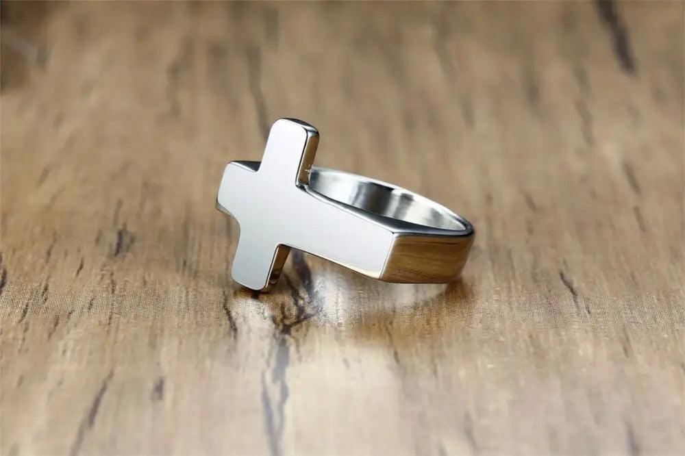 Mens Cross Ring | Hip Pop Jewelry | Ring with Cross | Gift