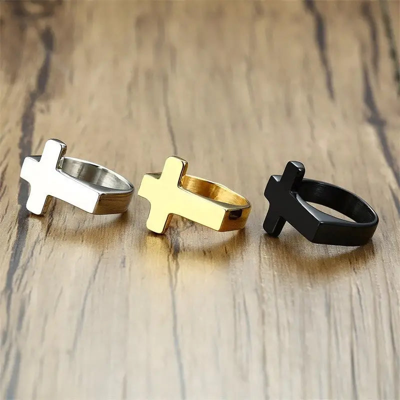 Mens Cross Ring | Hip Pop Jewelry | Ring with Cross | Gift