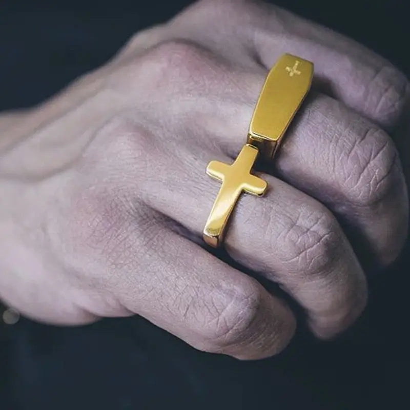 Mens Cross Ring | Hip Pop Jewelry | Ring with Cross | Gift