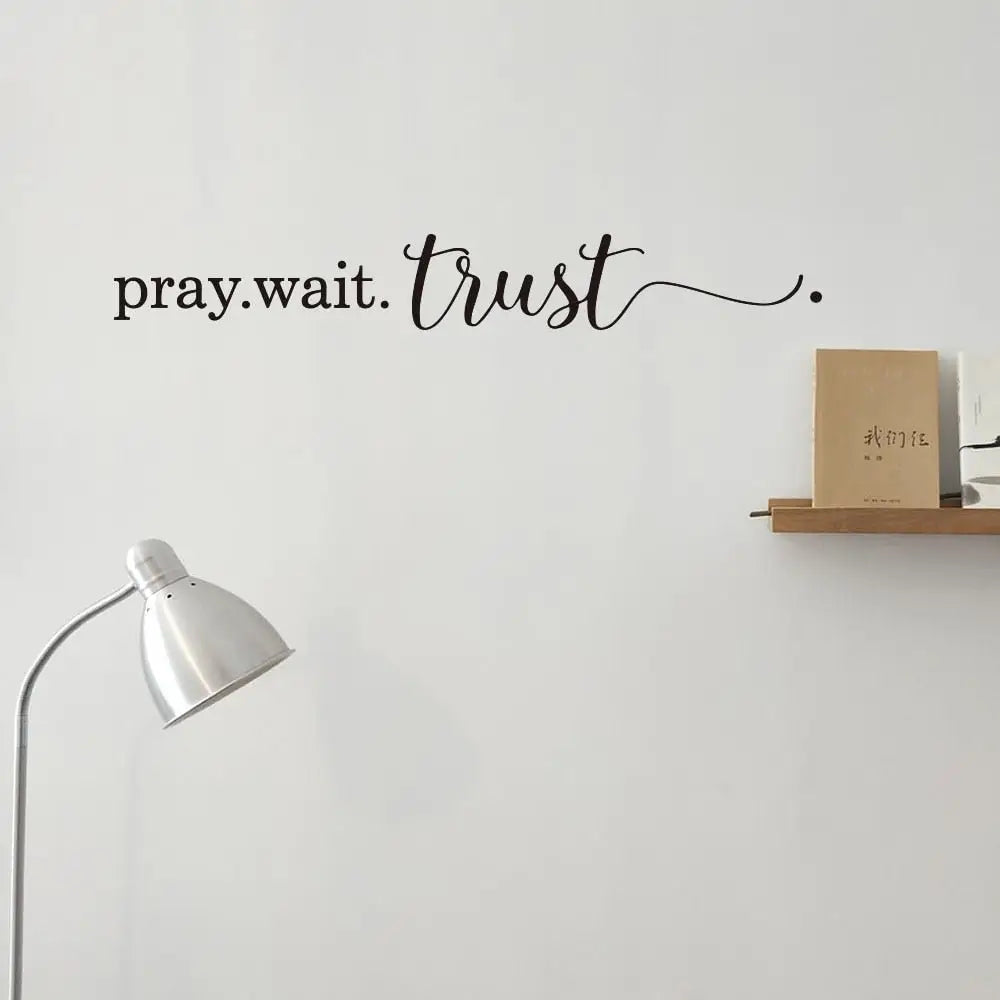 Pray Wait Trust Christian Wall Sticker Bedroom Living Room Jesue Pray Trust Quote Wall Decal Party Bible Verse Vinyl Decor