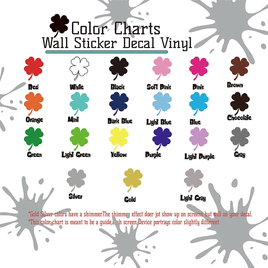 the color chart for the wall sticker decal vinyl