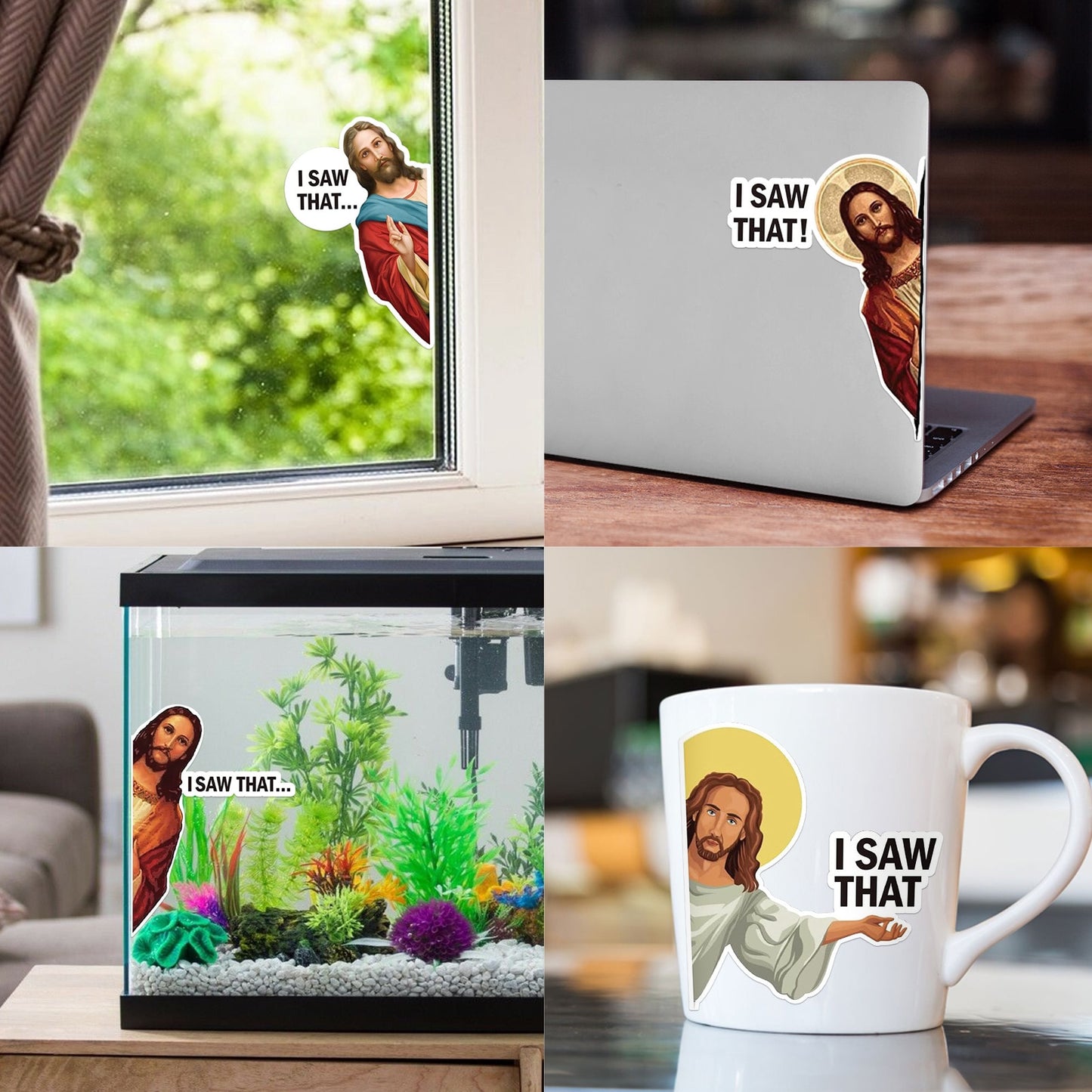 10pcs Car Sticker Jesus I Saw That Vinyl Decal Sticker Waterproof Faith Stickers for Laptops Water Bottles Christian Gift