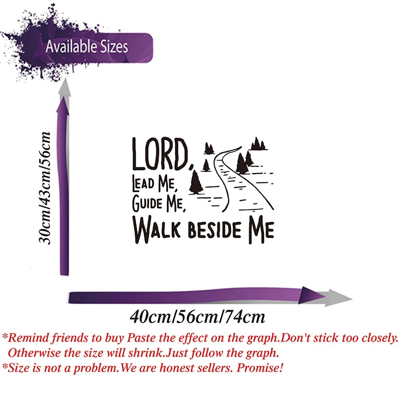 a poster with a purple arrow pointing to the words lord leave me guide me walk