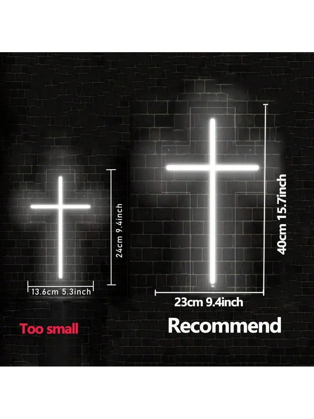 a cross is shown on a black brick wall