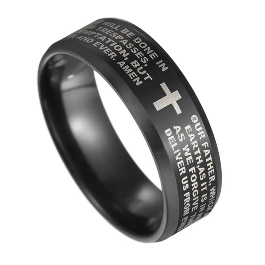Christian Bible Cross Ring - Lord's Prayer - Jesus Jewelry - Sold by Blessing Heart