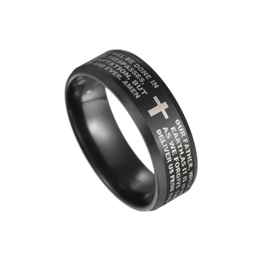 Christian Bible Cross Ring - Lord's Prayer - Jesus Jewelry - Sold by Blessing Heart