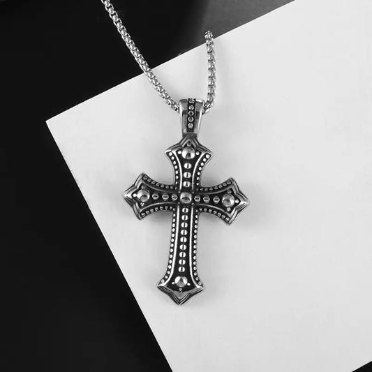 Unisex Vintage Silver Color Cross Necklace | Cross Pendant Necklace | Everyday Necklace | Womens Necklace | Dainty Necklace
