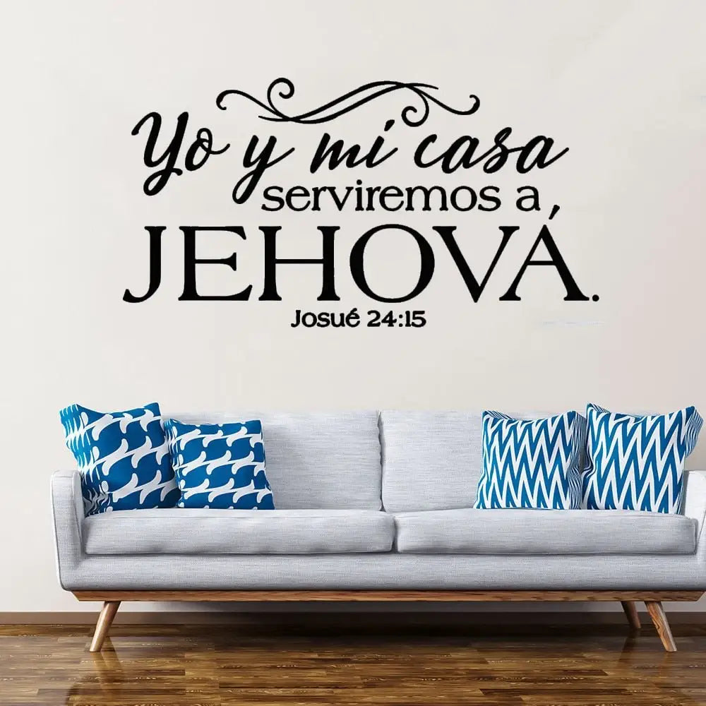 Josue 24:15 Bible Verses Vinyl Wall Stickers Spanish Written Spanish Christian Family Wall Stickers Wallpaper